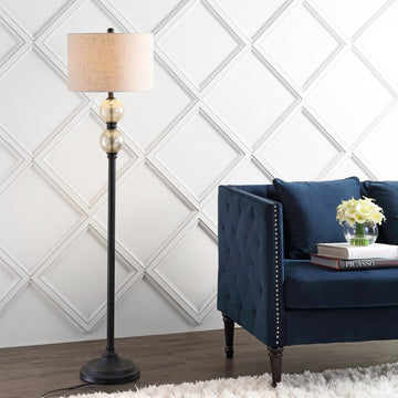 January 60" Glass/Metal LED Floor Lamp - JONATHAN Y